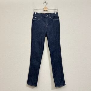 SPANX Pull On Jeans Raw Indigo Denim Straight High Rise Jeggings Y2K